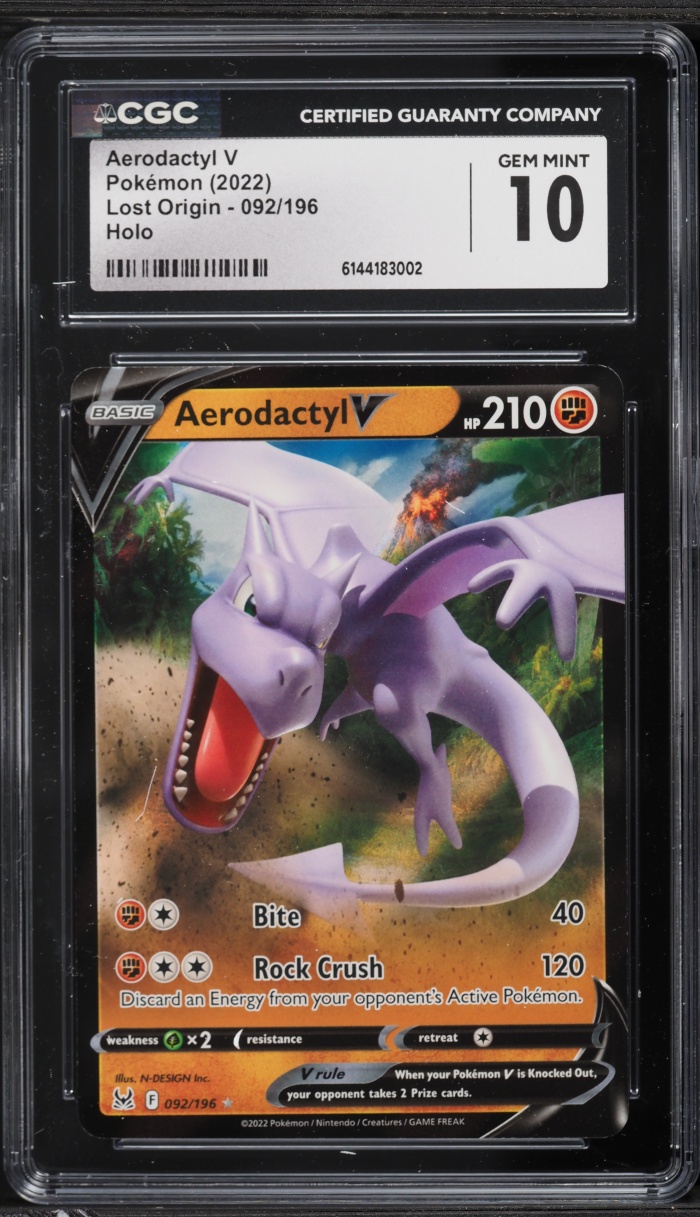2022 Pokemon Sword & Shield Lost Origin Aerodactyl V #92 CGC 10 GEM MINT