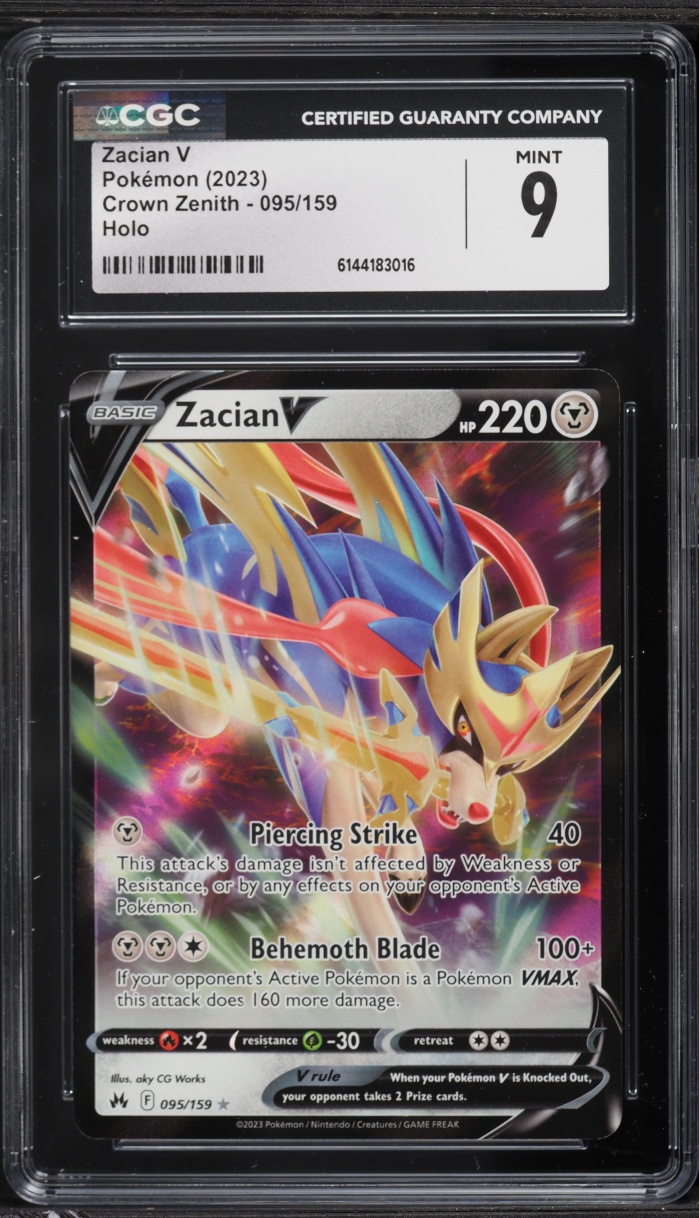 2023 Pokemon Sword & Shield Crown Zenith Zacian V #95 CGC 9 MINT