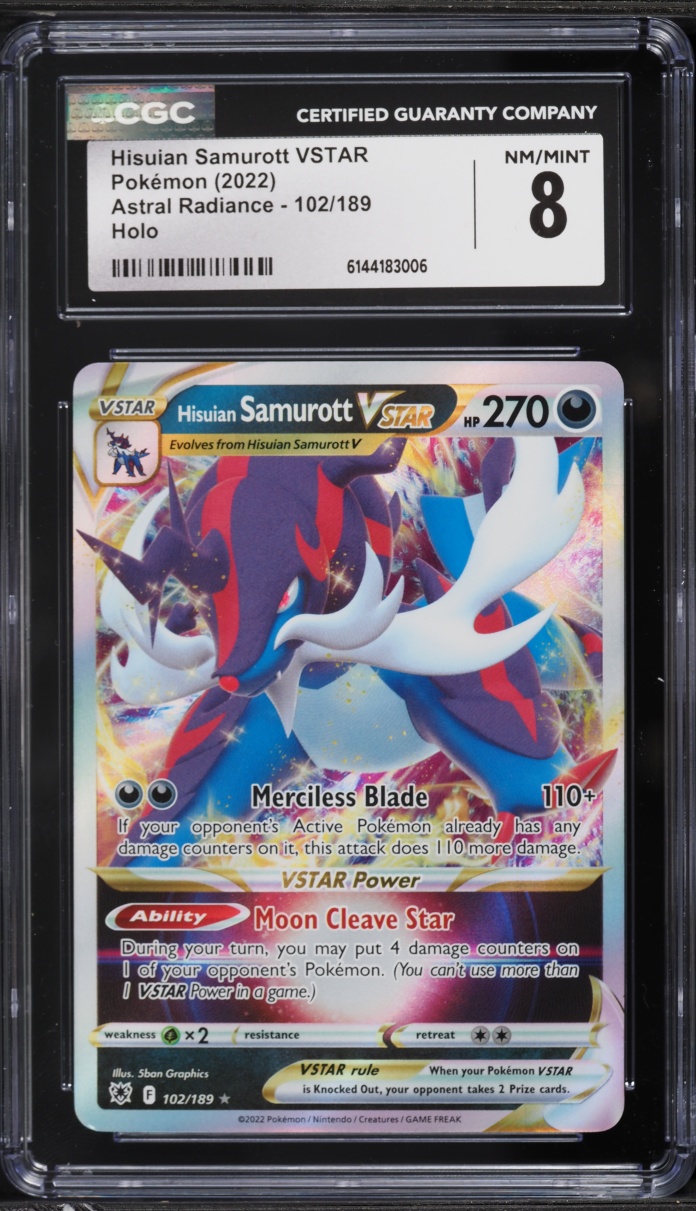 2022 Pokemon Sword & Shield Astral Radiance Holo Hisuian Samurott VSTAR #102 CGC 8 NM-MT