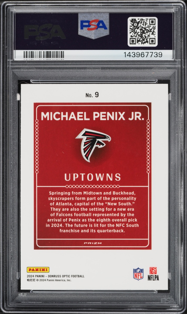 2024 Donruss Optic Uptowns Michael Penix Jr. ROOKIE #9 PSA 10 GEM MINT