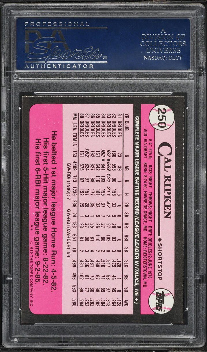 1989 Topps Tiffany Cal Ripken Jr. #250 PSA 10 GEM MINT