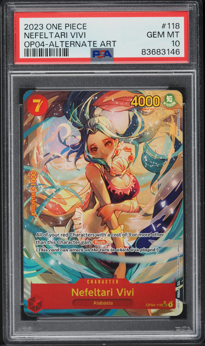 2023 One Piece Kingdoms Of Intrigue Alt Art Nefeltari Vivi #OP04-118 PSA 10 GEM - Main Image