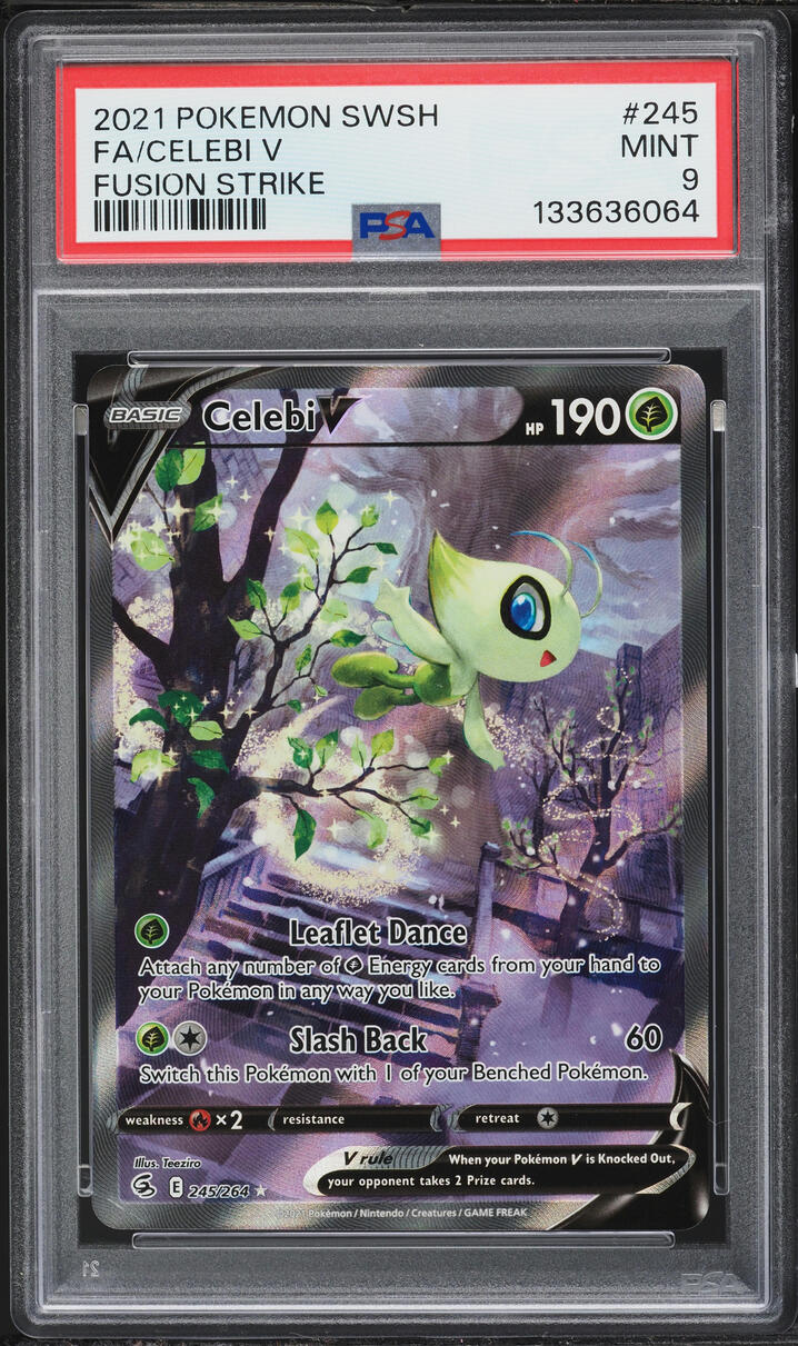 2021 Pokemon Sword & Shield Fusion Strike Alt Art Celebi V #245 PSA 9 MINT