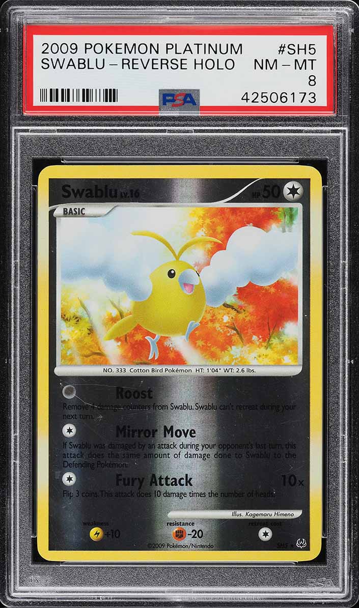 2009 Pokemon Platinum Reverse Holo Swablu #SH5 PSA 8 NM-MT