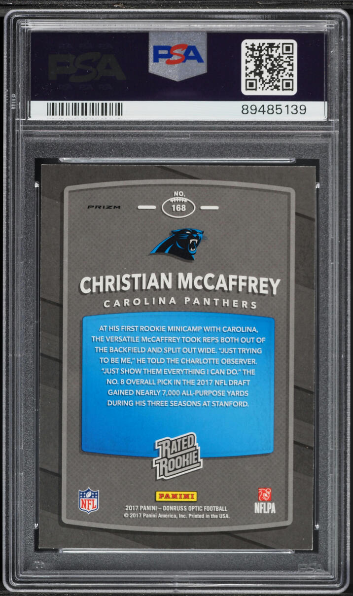 2017 Donruss Optic Pink Christian McCaffrey ROOKIE #168 PSA 9 MINT