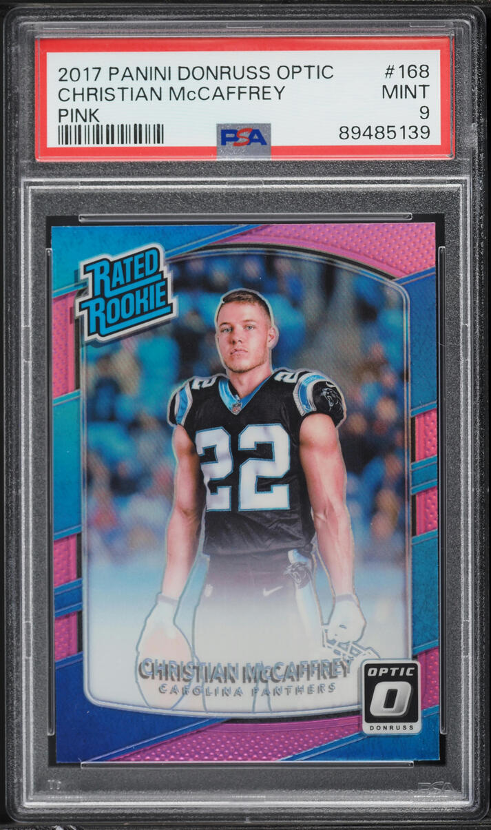 2017 Donruss Optic Pink Christian McCaffrey ROOKIE #168 PSA 9 MINT