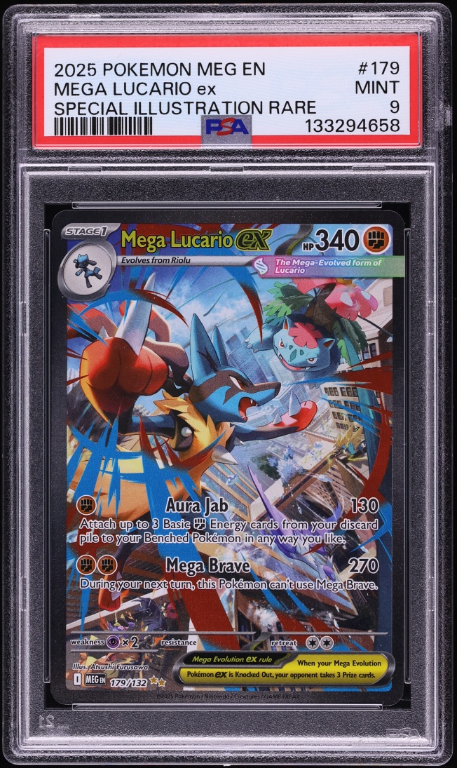 2025 Pokemon Mega Evolution SIR Mega Lucario ex #179 PSA 9 MINT