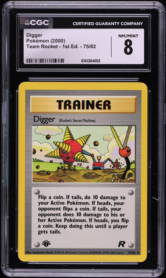2000 Pokemon Team Rocket 1st Edition Digger #75 CGC 8 NM-MT