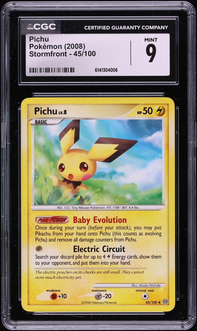 2008 Pokemon Diamond & Pearl Stormfront Pichu #45 CGC 9 MINT