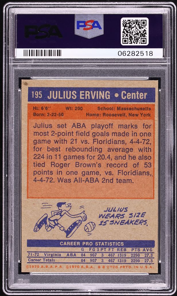 1972 Topps Basketball Julius Erving ROOKIE #195 PSA 9 MINT