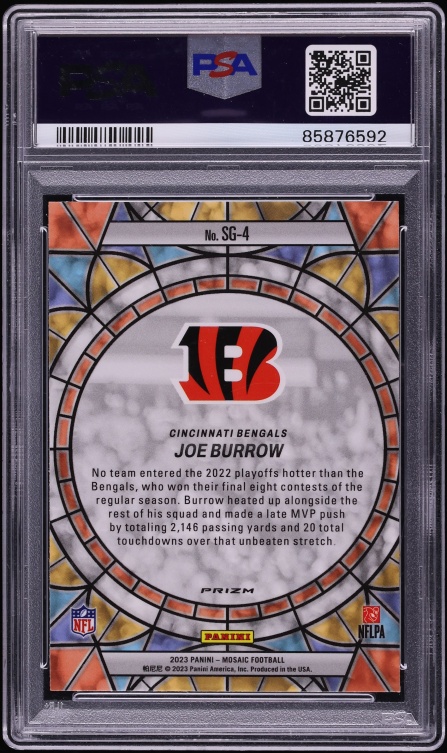 2023 Panini Mosaic Stained Glass Joe Burrow #SG-4 PSA 10 GEM MINT