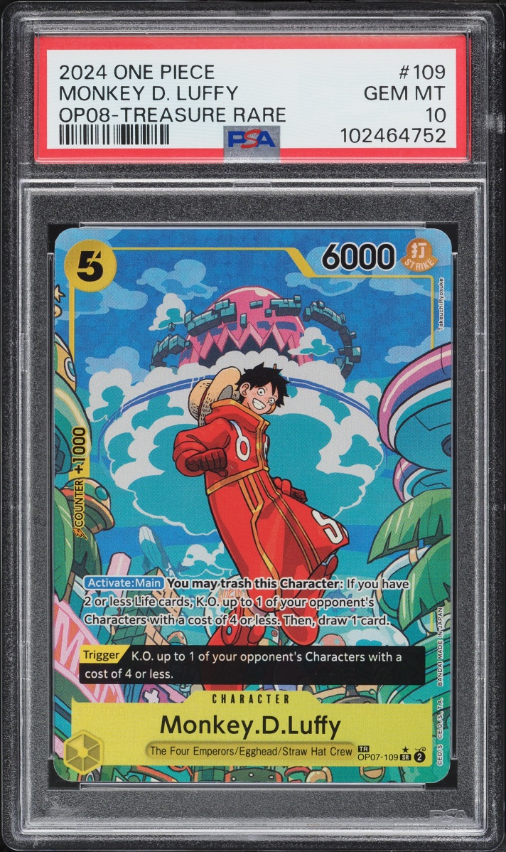 2024 One Piece Two Legends Treasure Rare Monkey D. Luffy #OP07-109 PSA 10 GEM MINT