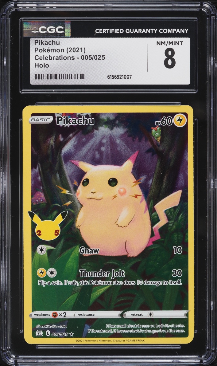 2021 Pokemon Sword & Shield Celebrations Full Art Pikachu #5 CGC 8 NM-MT