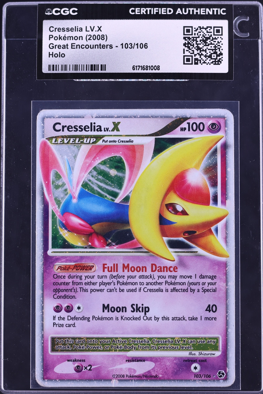 2008 Pokemon Diamond & Pearl Great Encounters Holo Cresselia LV.X #103 CGC AUTH