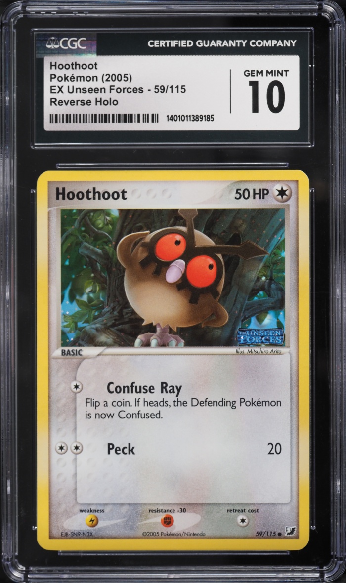 2005 Pokemon EX Unseen Forces Reverse Holo Hoothoot #59 CGC 10 GEM MINT