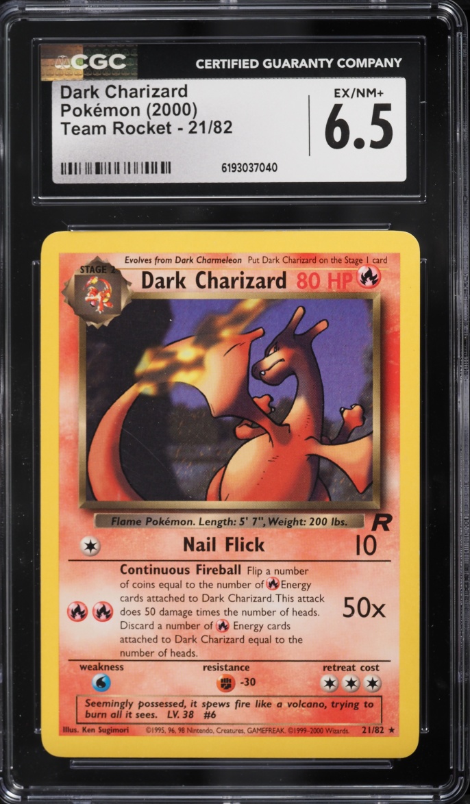 2000 Pokemon Team Rocket Dark Charizard #21 CGC 6.5 EXMT+