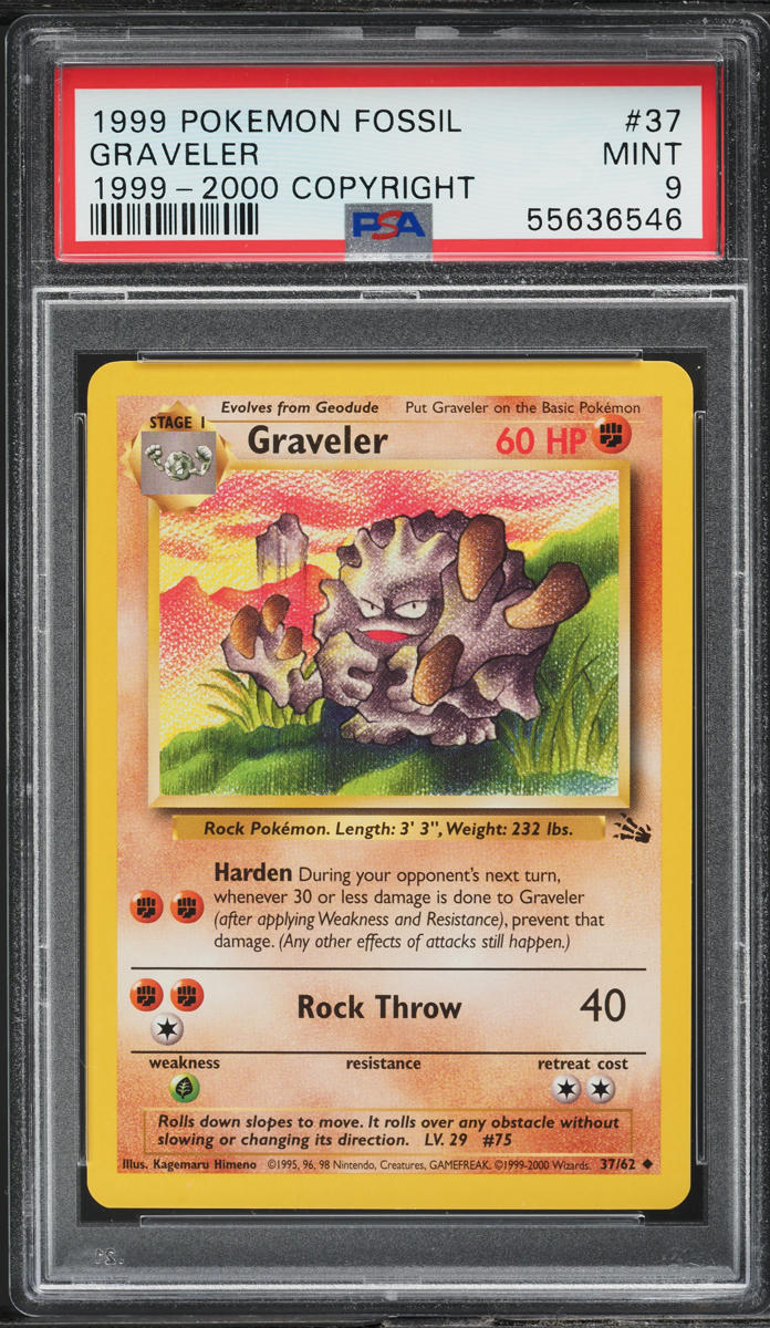 1999 Pokemon Fossil '99-00 Copyright Graveler #37 PSA 9 MINT