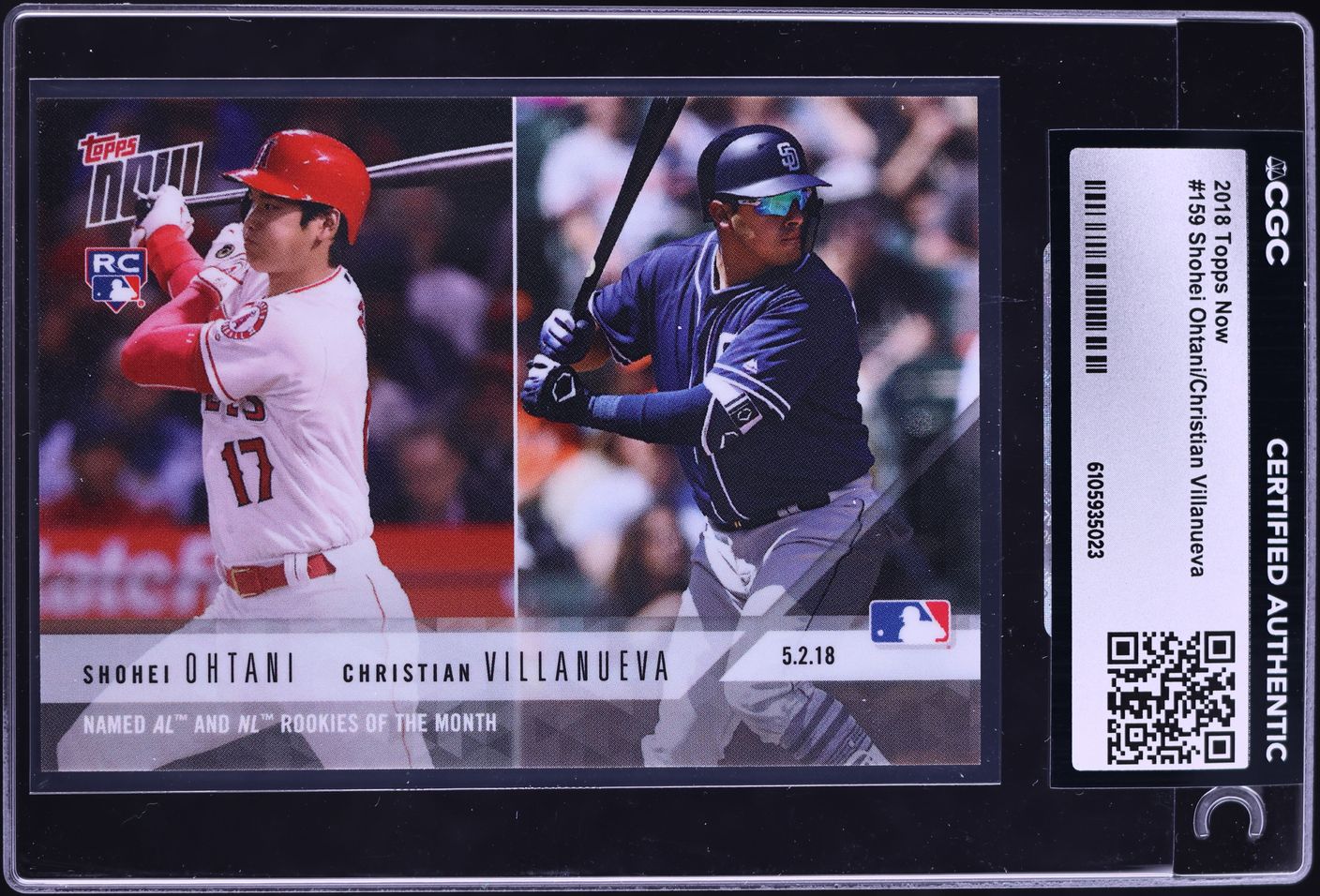 2018 Topps Now Shohei Ohtani Christian Villanueva ROOKIE #159 CGC AUTH
