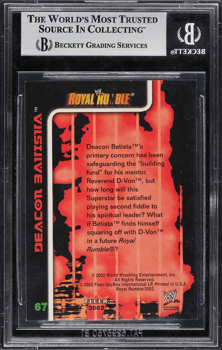 2002 Fleer WWE Royal Rumble Deacon Batista ROOKIE #67 BGS 8.5 NM-MT+