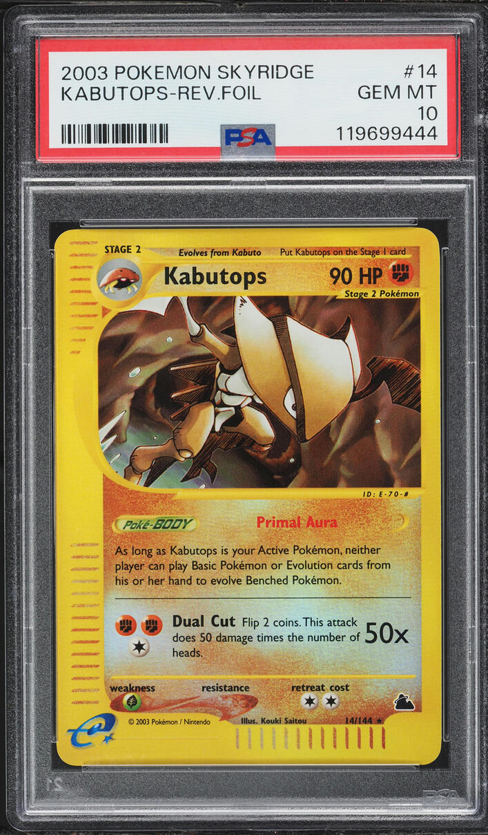 2003 Pokemon Skyridge Reverse Holo Kabutops #14 PSA 10 GEM MINT