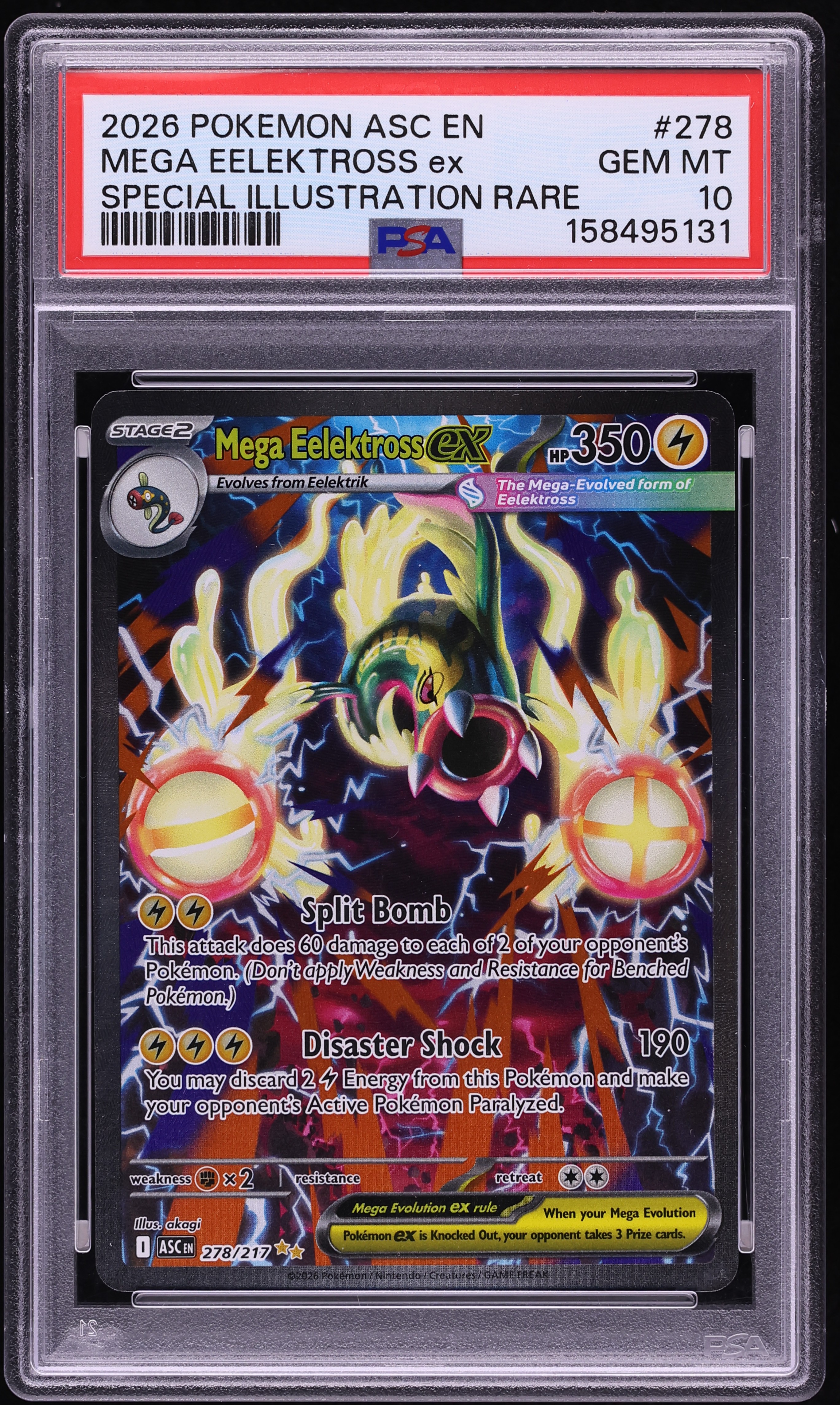 2026 Pokemon Mega Evolution Ascended Heroes SIR Mega Eelektross ex #278 PSA 10 GEM MINT