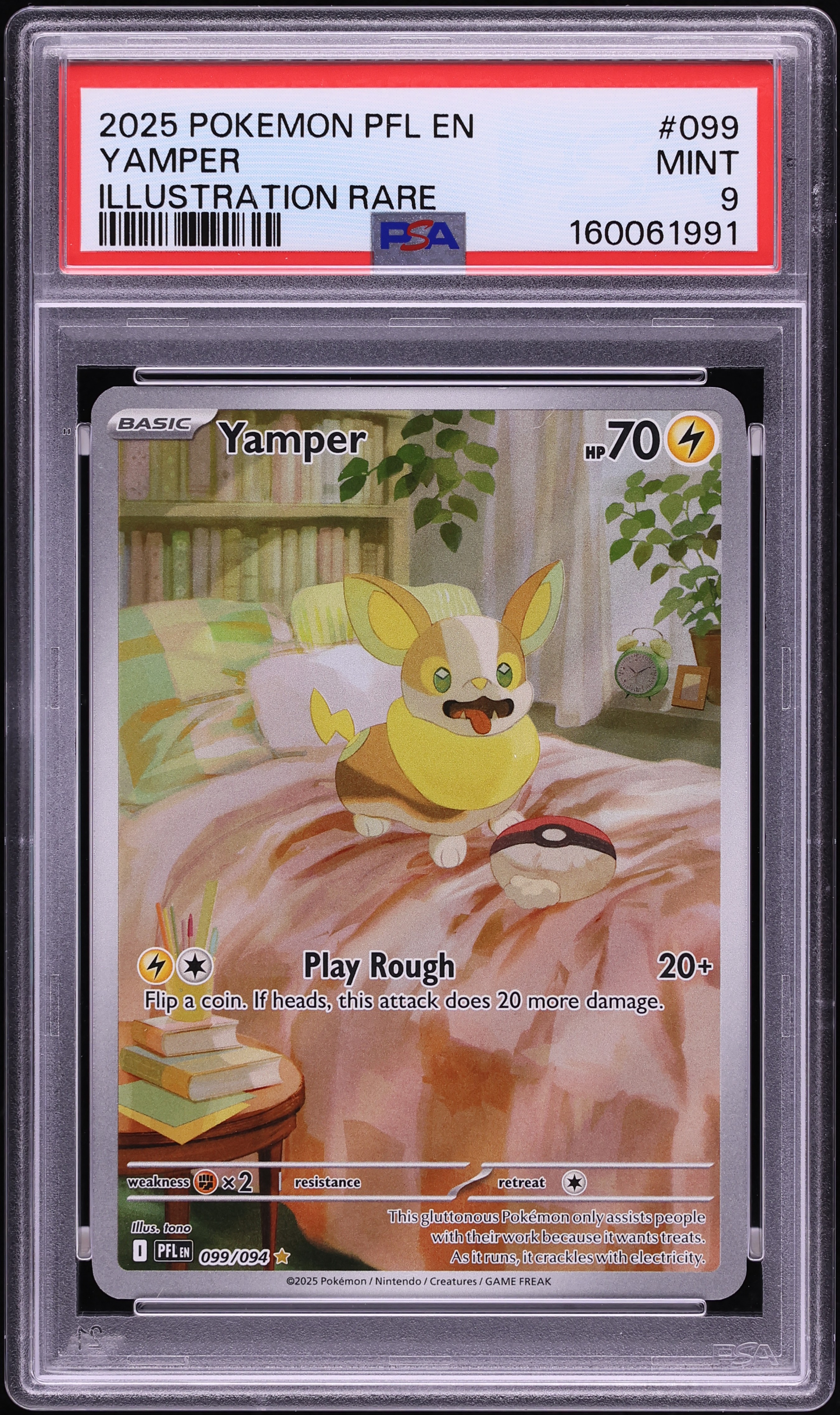 2025 Pokemon Mega Evolution Phantasmal Flames IR Yamper #99 PSA 9 MINT