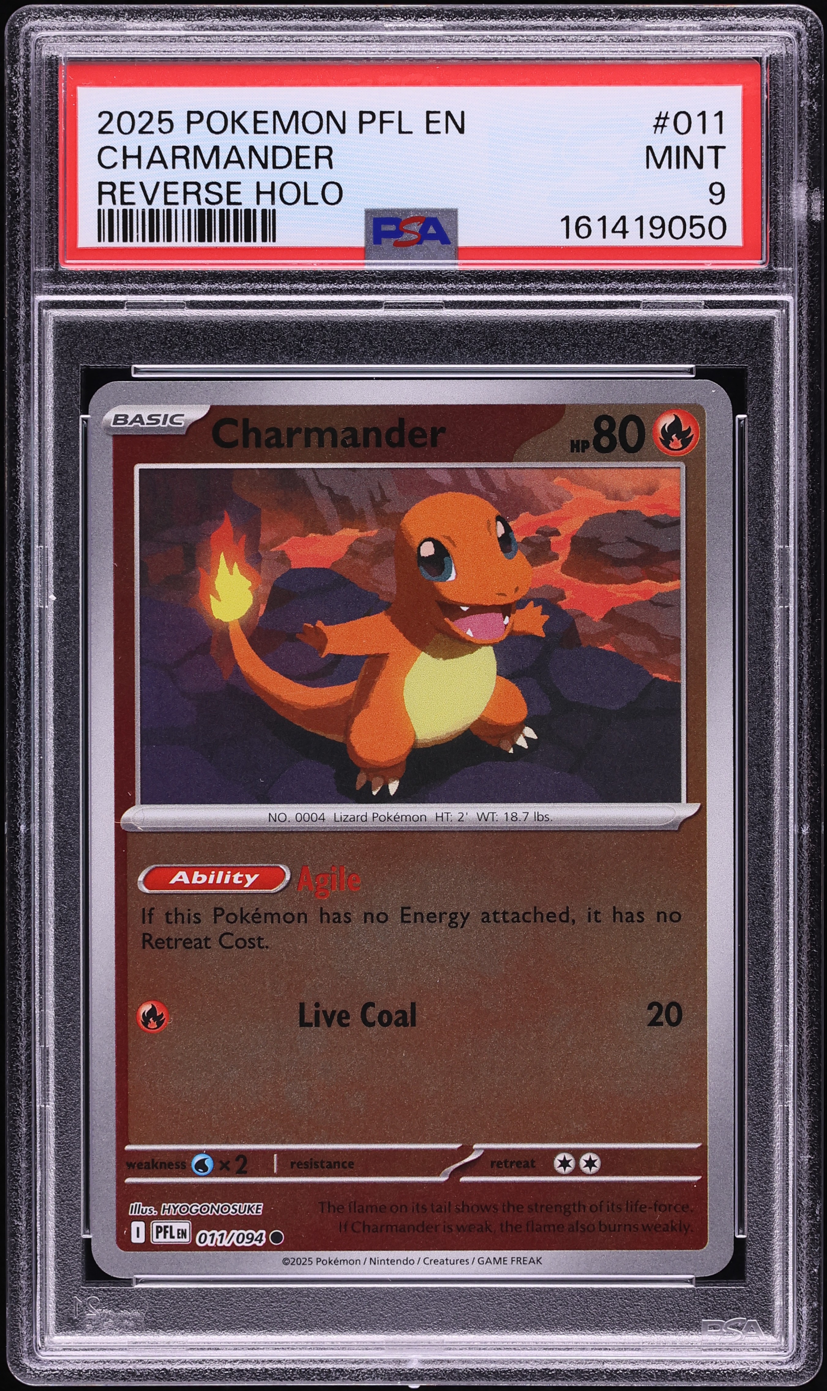 2025 Pokemon Mega Evolution Phantasmal Flames Reverse Holo Charmander #11 PSA 9 MINT