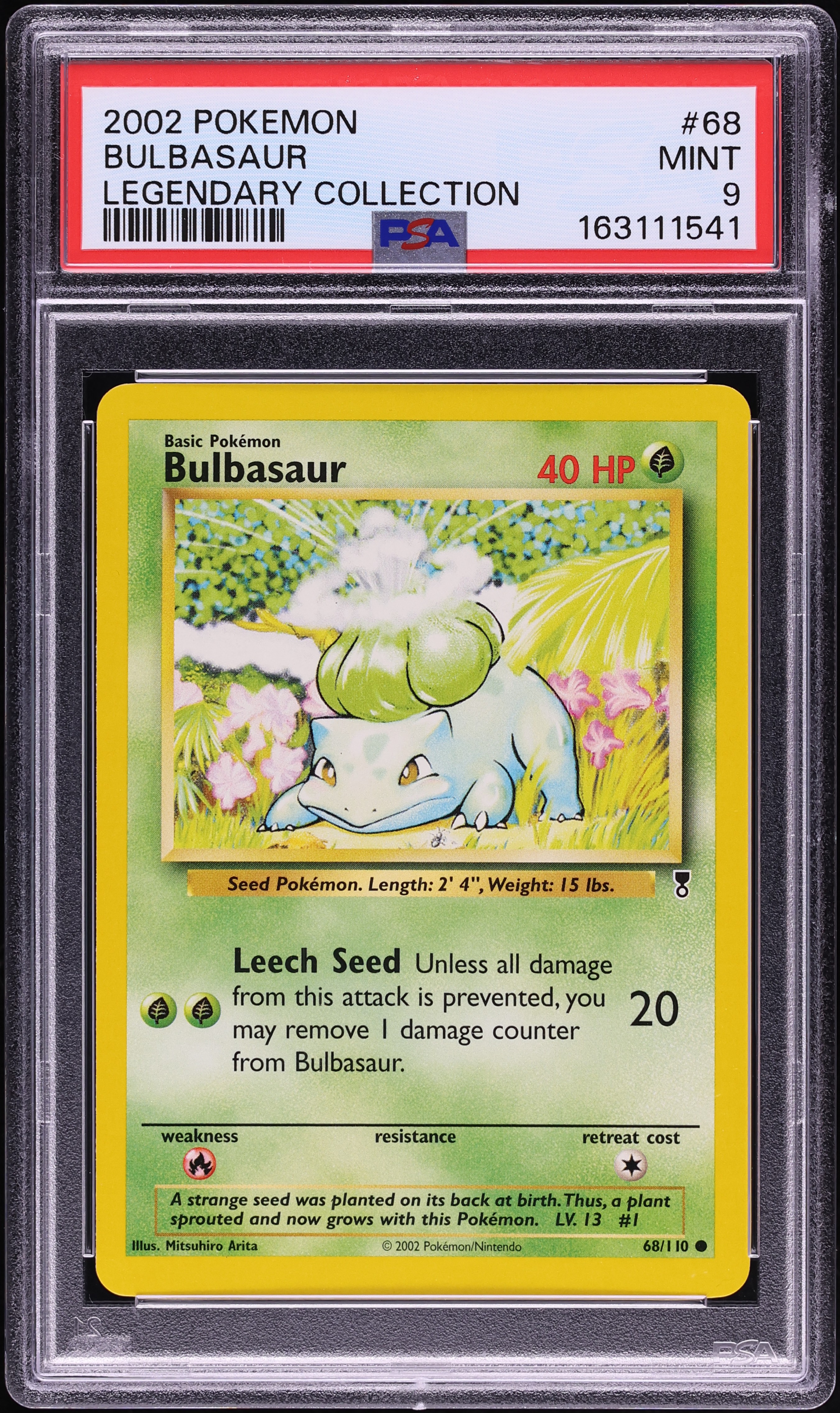 2002 Pokemon Legendary Collection Bulbasaur #68 PSA 9 MINT