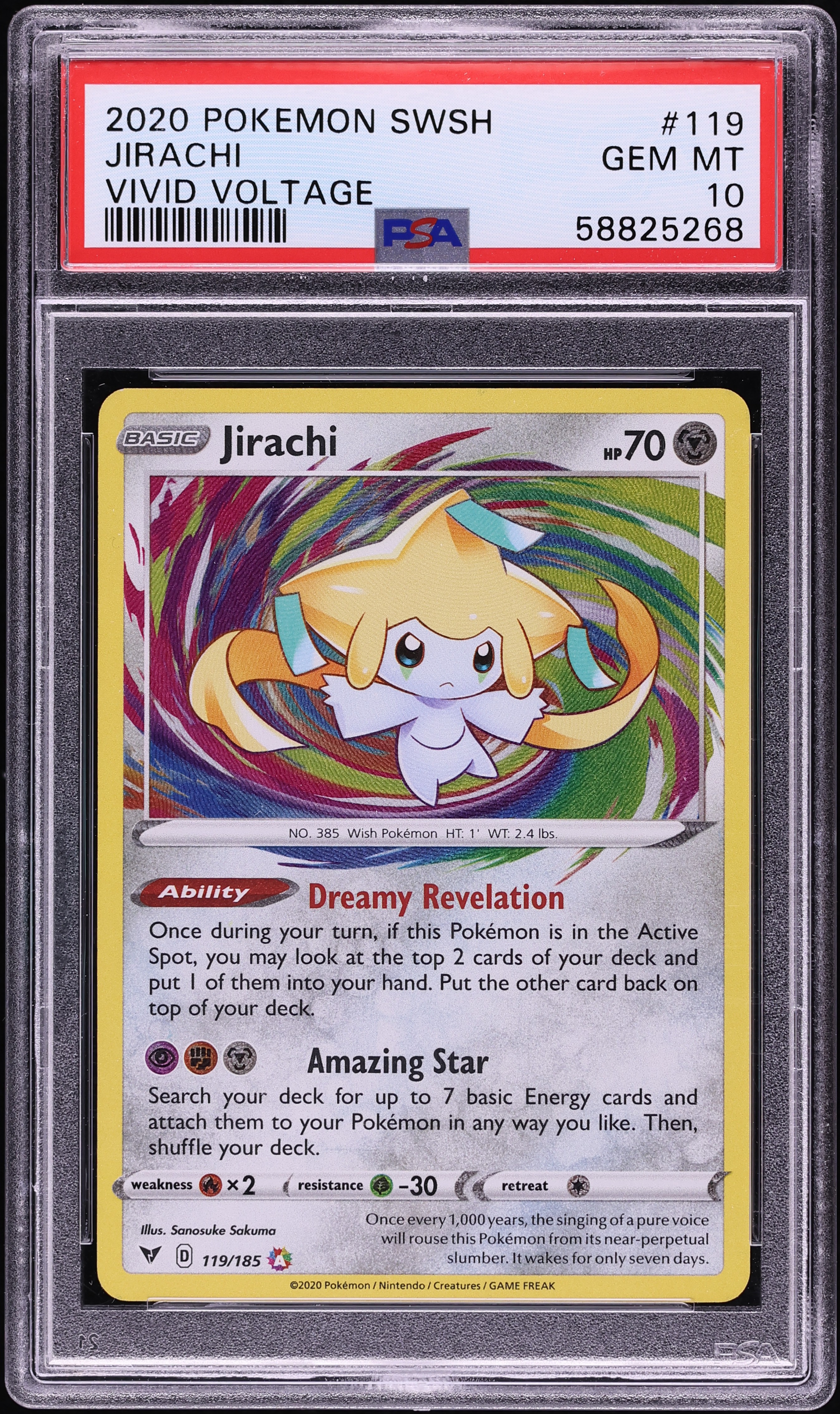 2020 Pokemon Sword & Shield Vivid Voltage Amazing Rare Jirachi #119 PSA 10 GEM MINT