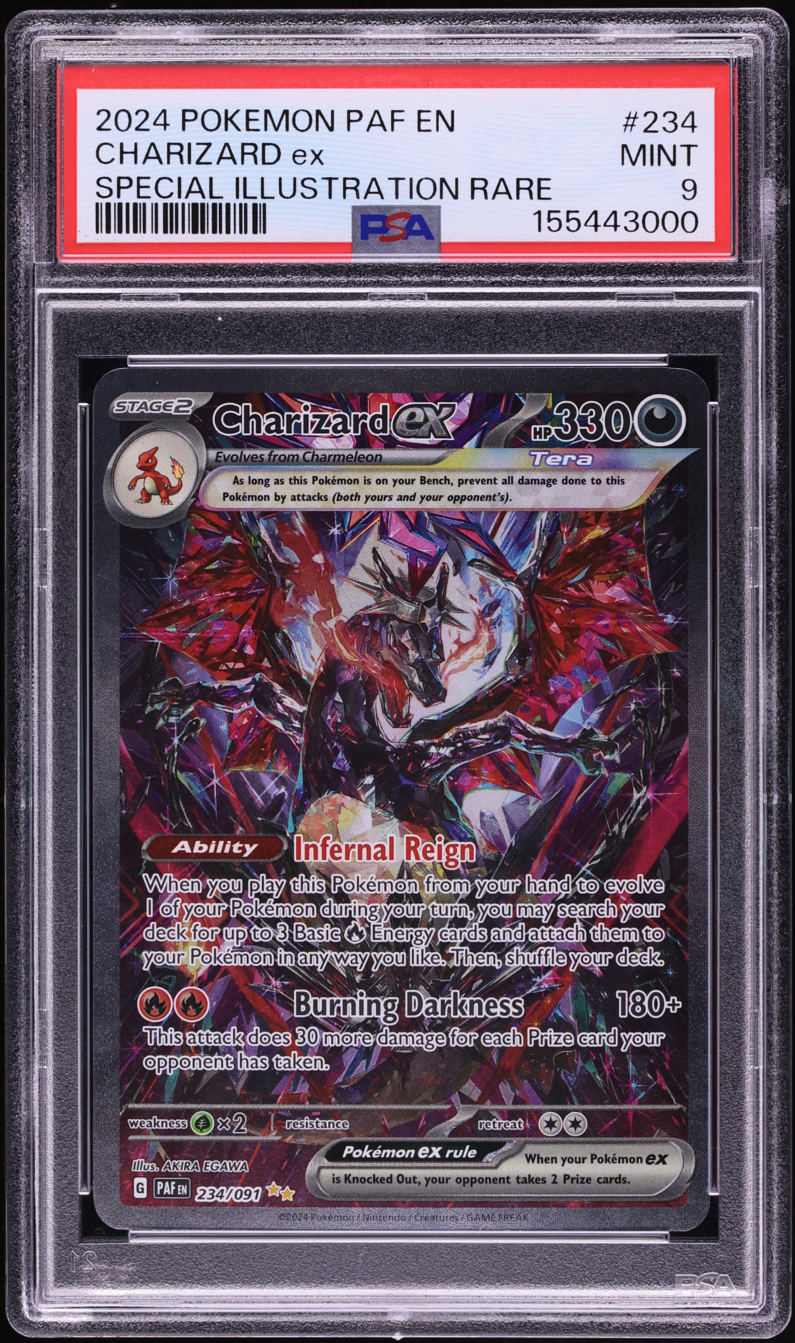 2024 Pokemon Scarlet & Violet Paldean Fates SIR Charizard ex #234 PSA 9 MINT