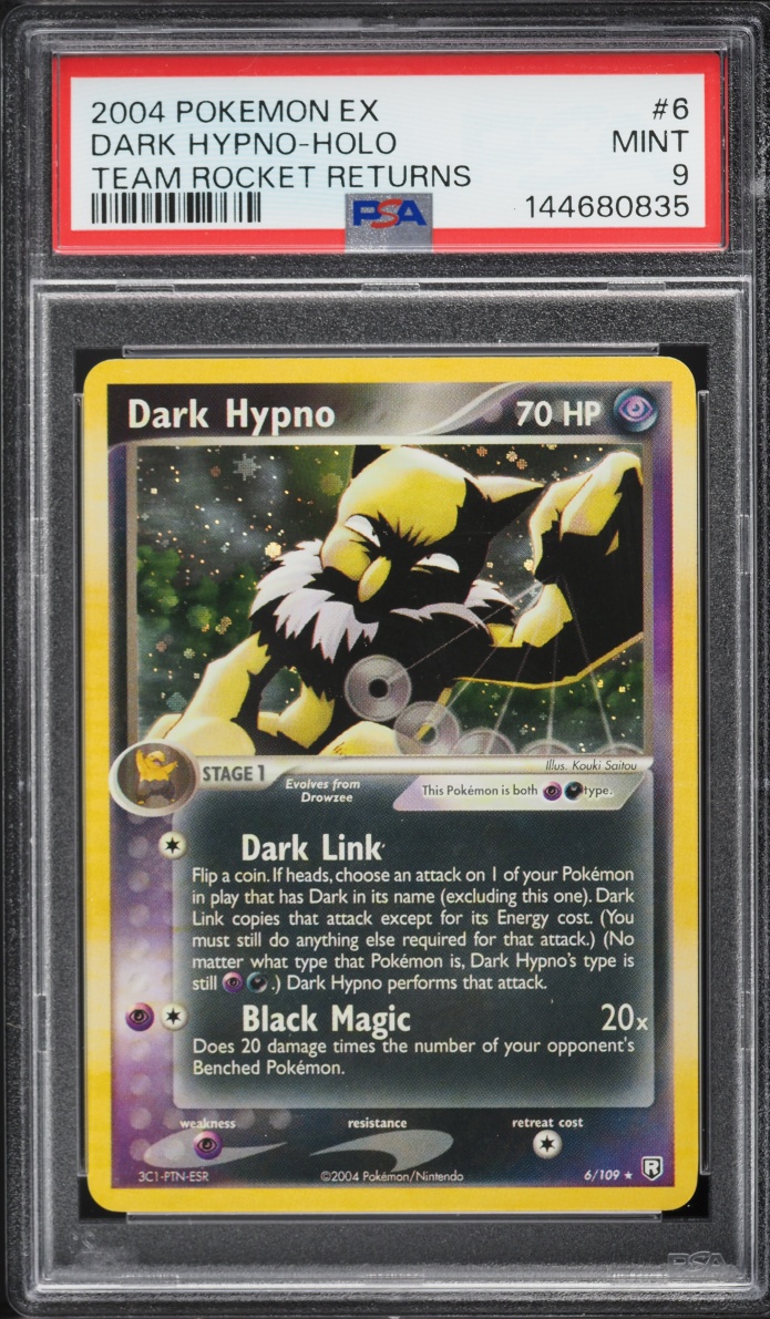2004 Pokemon EX Team Rocket Returns Holo Dark Hypno #6 PSA 9 MINT