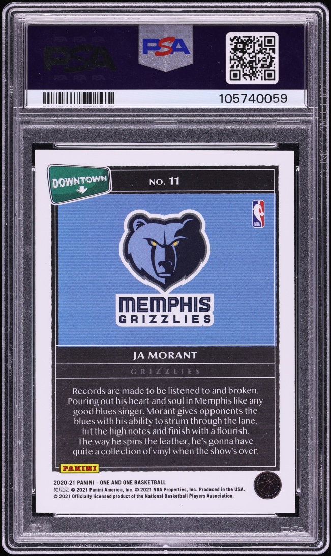 2020 Panini One And One Downtown Ja Morant #11 PSA 10 GEM MINT