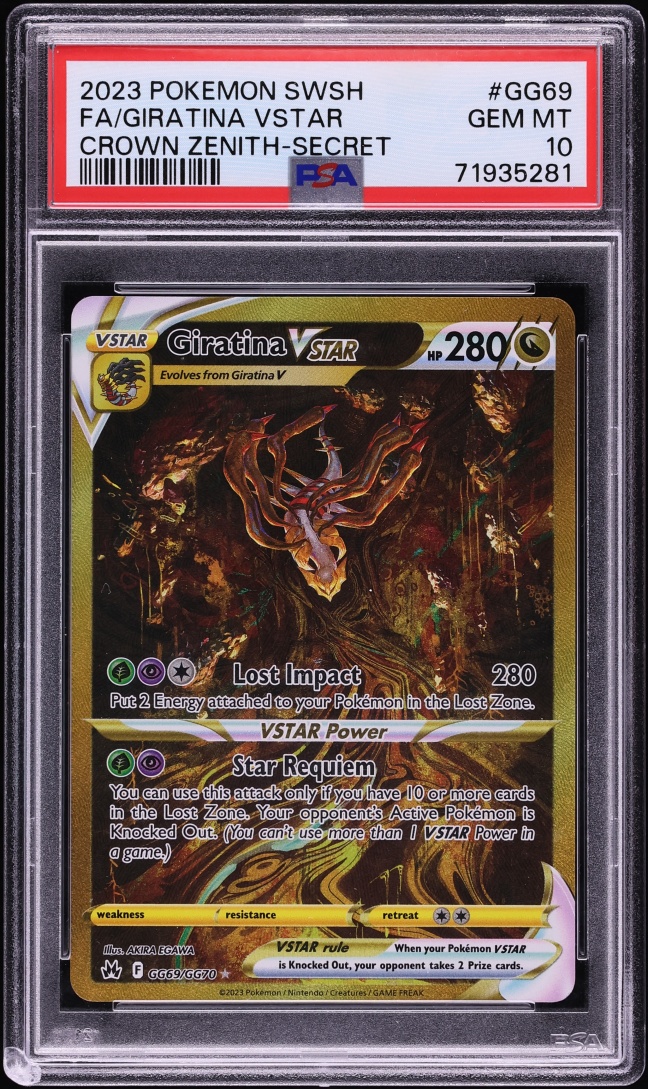 2023 Pokemon Sword & Shield Crown Zenith Gold Rare Giratina VSTAR #GG69 PSA 10 GEM MINT