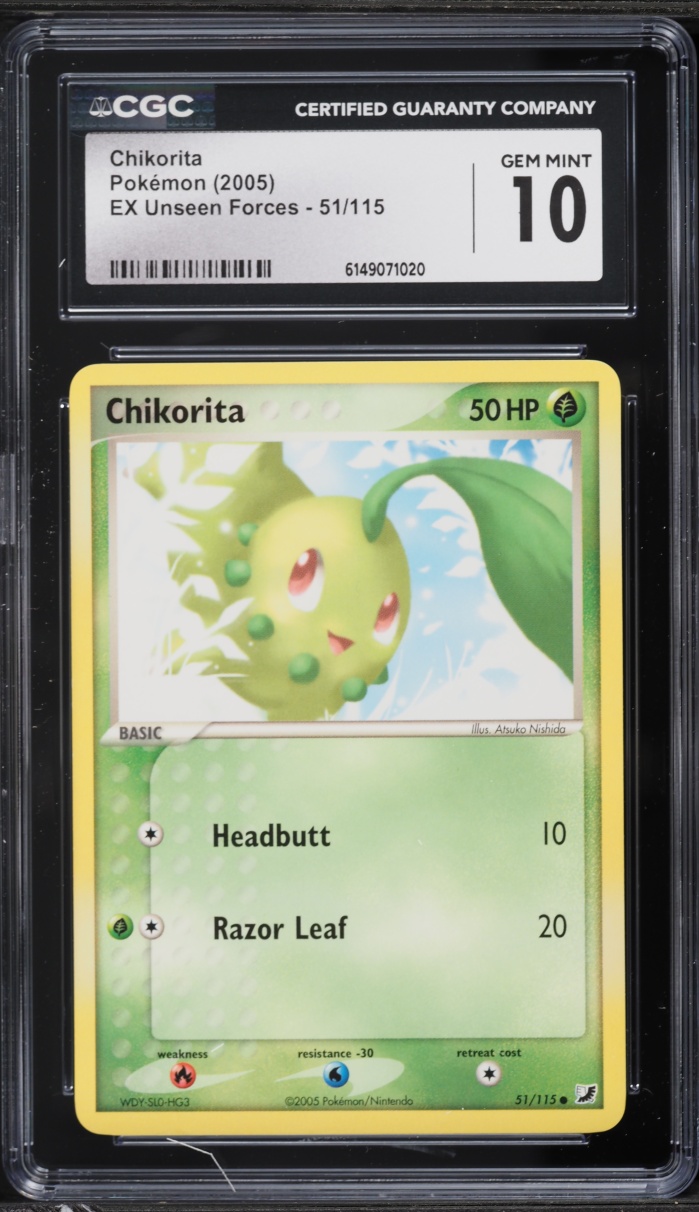2005 Pokemon EX Unseen Forces Chikorita #51 CGC 10 GEM MINT