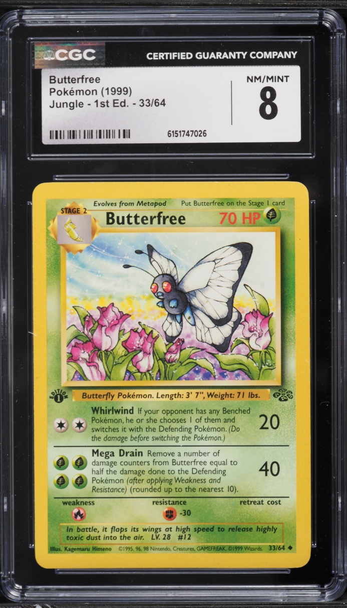 1999 Pokemon Jungle 1st Edition Butterfree #33 CGC 8 NM-MT