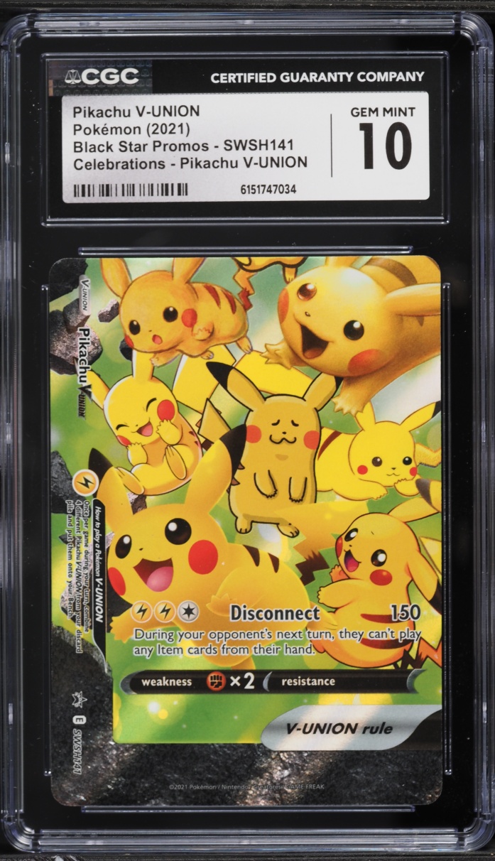 2021 Pokemon Sword & Shield Promo Celebrations Alt Art Pikachu V-UNION #SWSH141 CGC 10 GEM MINT