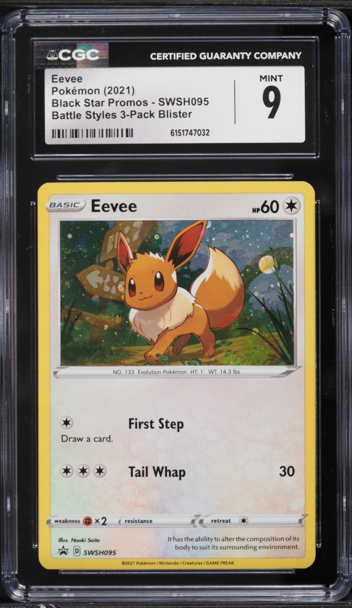 2021 Pokemon Sword & Shield Black Star Promo Battle Styles Eevee #SWSH095 CGC 9 MINT