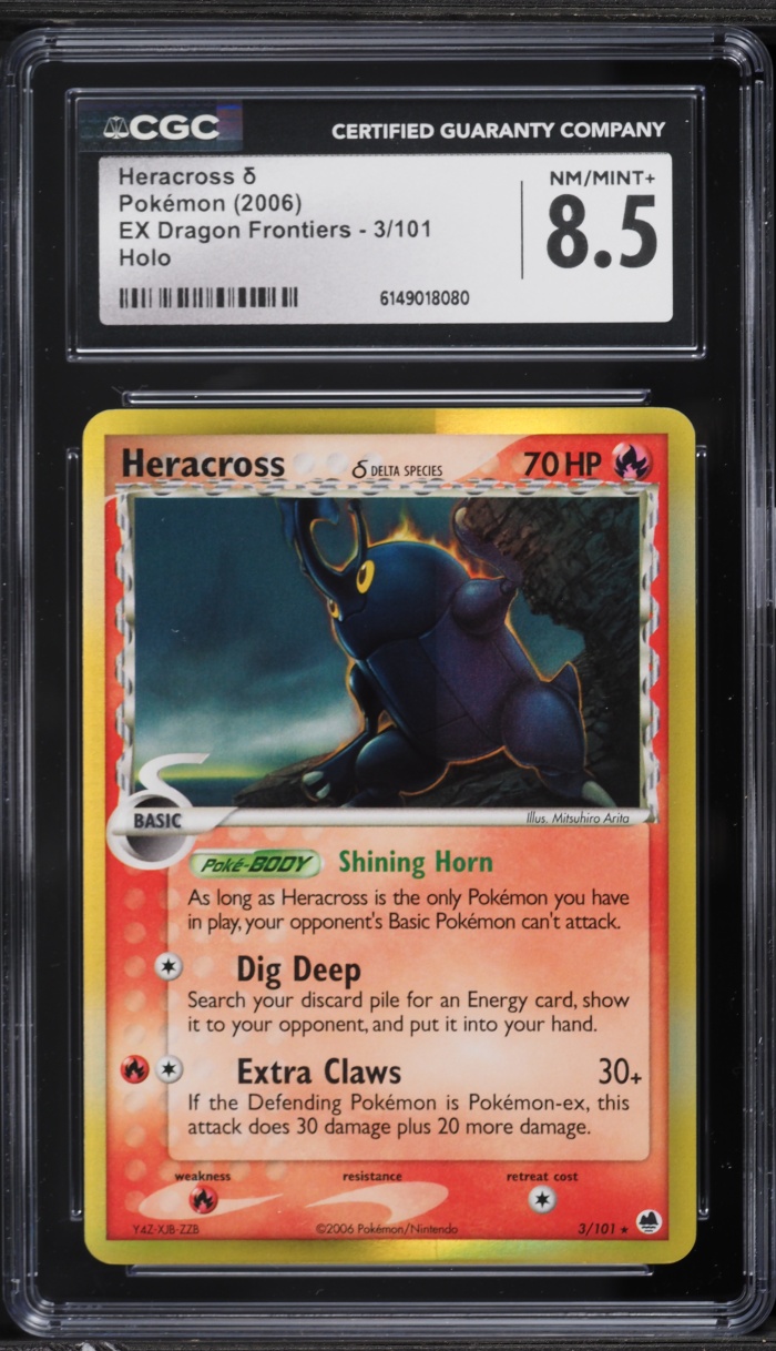 2006 Pokemon EX Dragon Frontiers Holo Heracross #3 CGC 8.5 NM-MT+