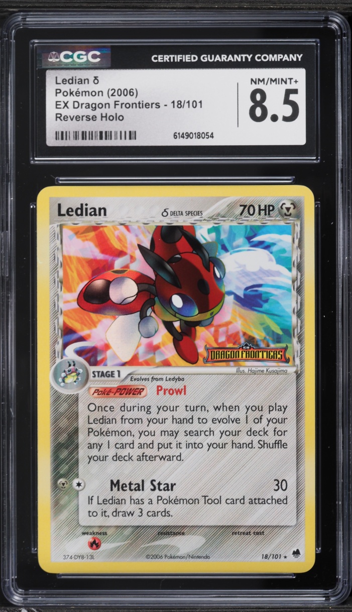 2006 Pokemon EX Dragon Frontiers Reverse Holo Ledian #18 CGC 8.5 NM-MT+