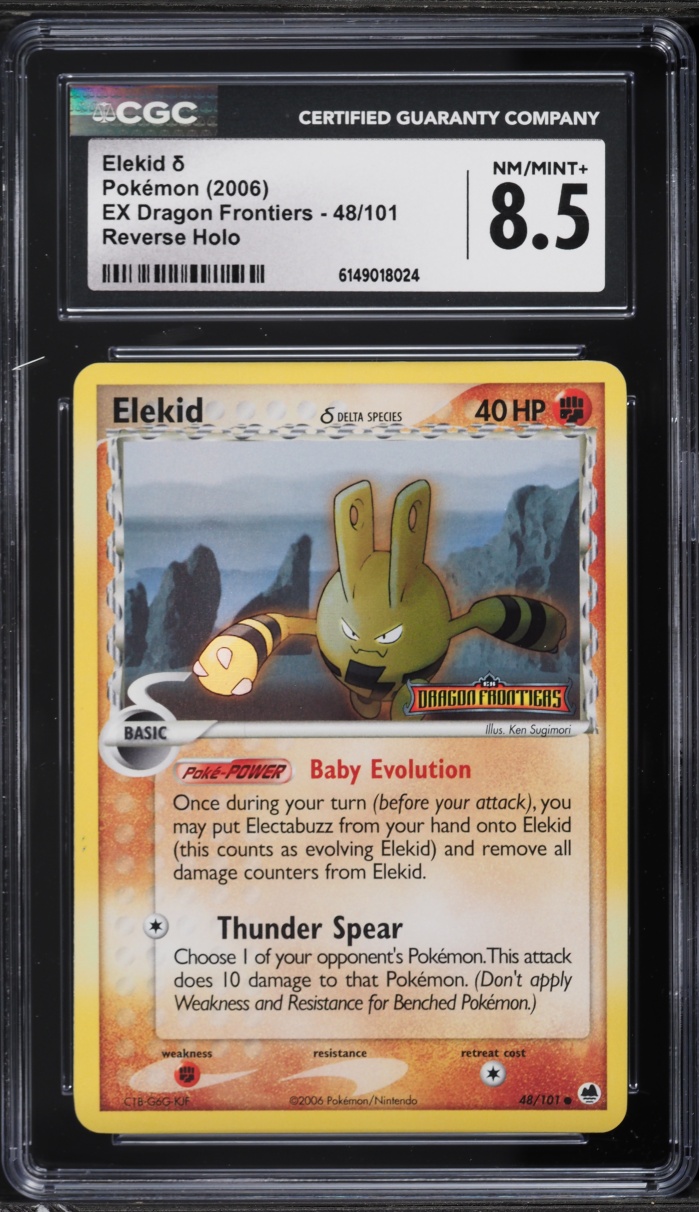 2006 Pokemon EX Dragon Frontiers Reverse Holo Elekid #48 CGC 8.5 NM-MT+