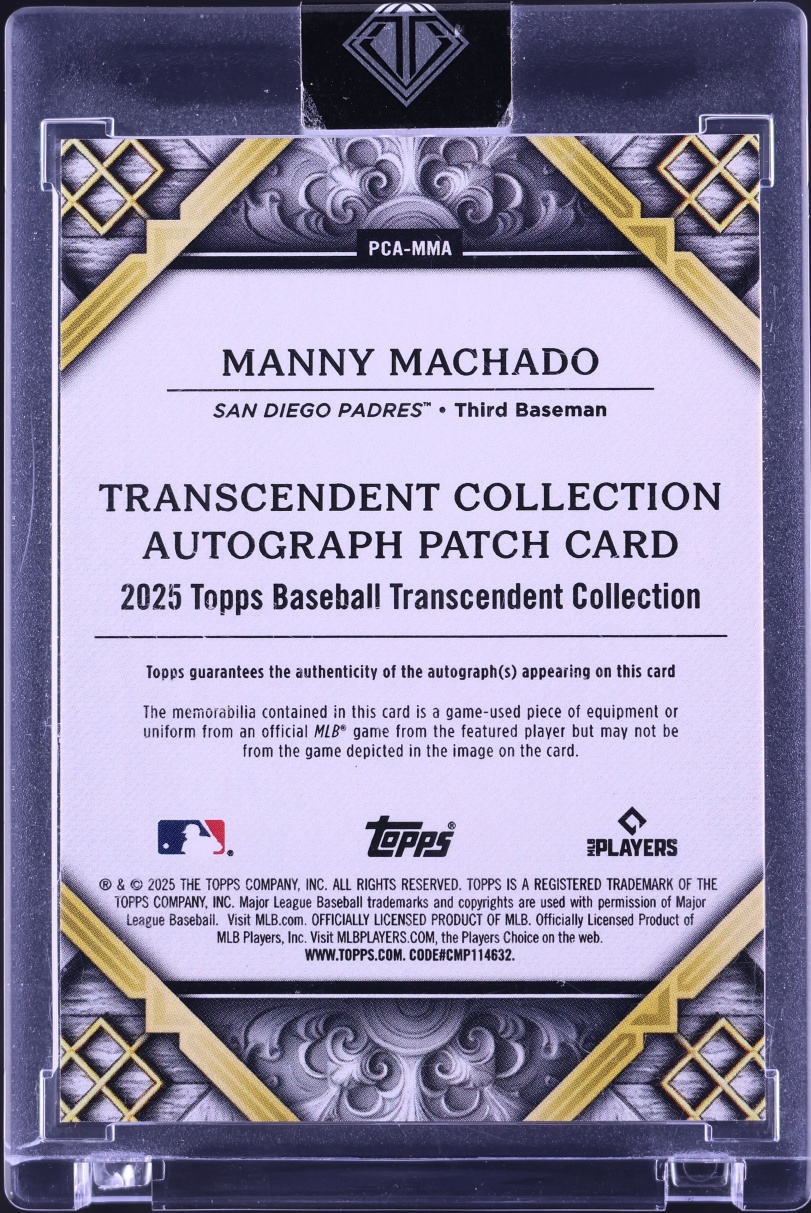 2025 Topps Transcendent Collection Manny Machado PATCH AUTO /25 #PCA-MMA