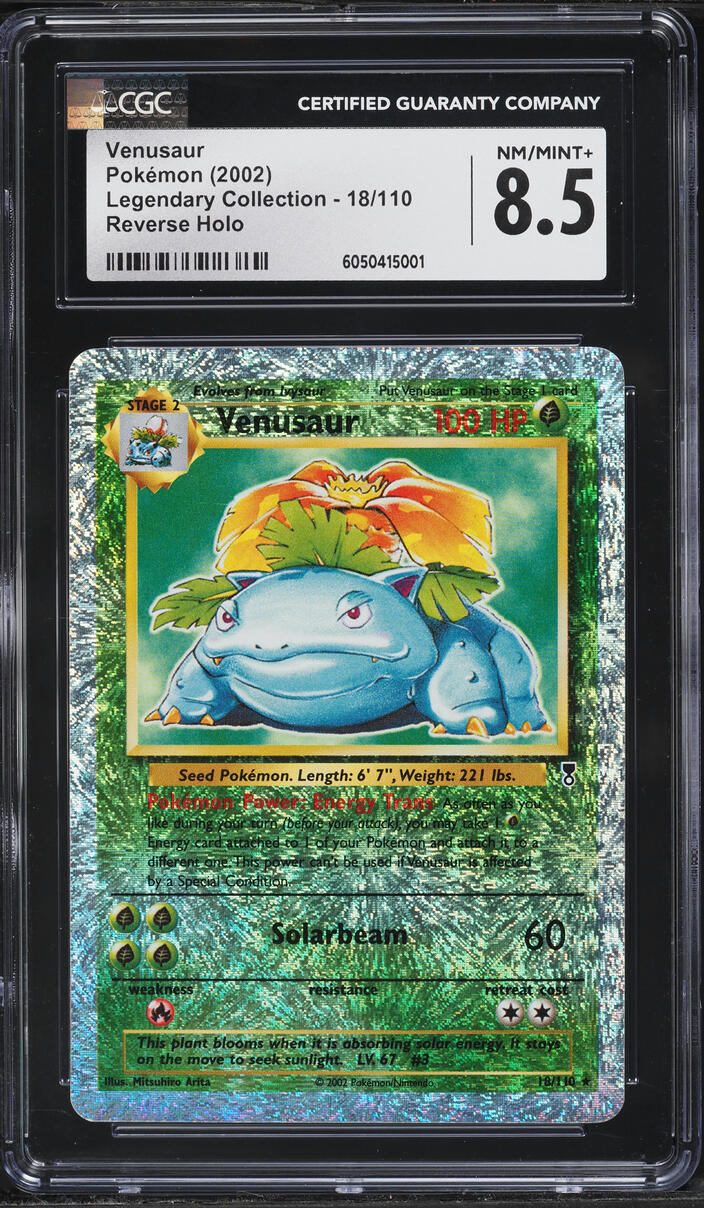 2002 Pokemon Legendary Collection Reverse Holo Venusaur #18 CGC 8.5 NM-MT+