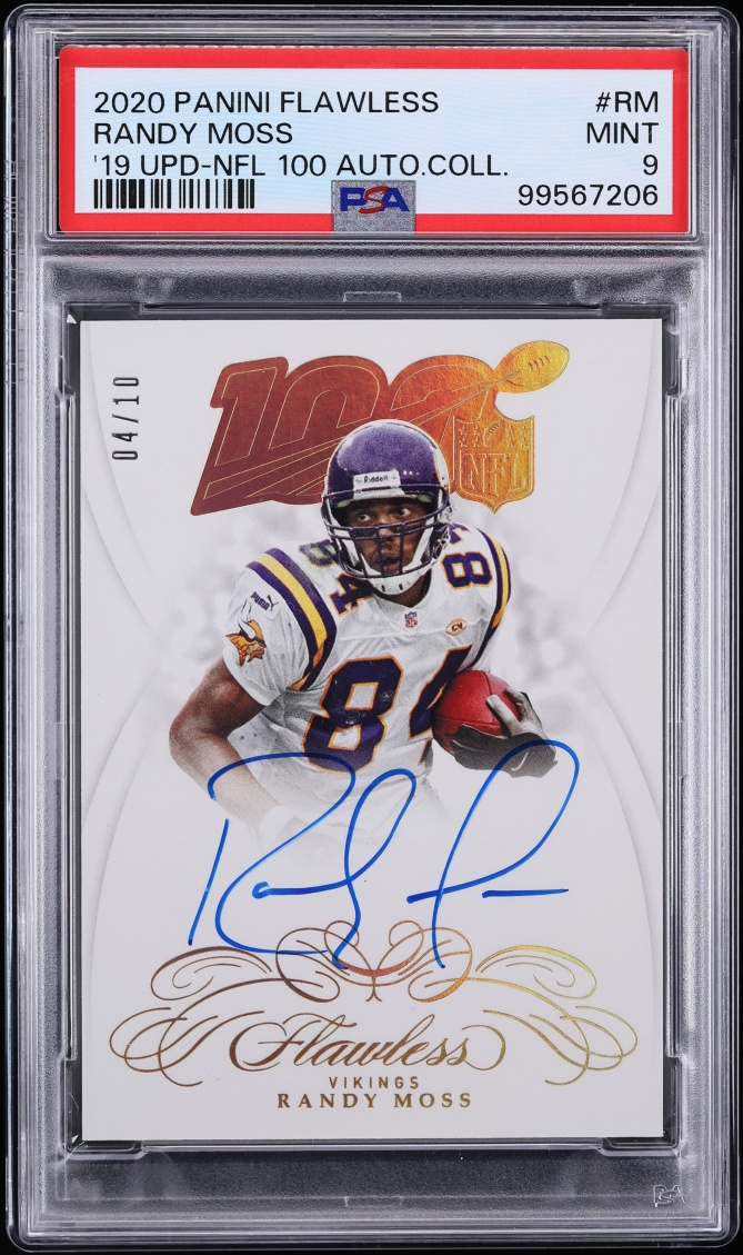 2020 Panini Flawless '19 Update NFL 100 Collection Randy Moss AUTO /10 #NFL100-RM PSA 9 MINT