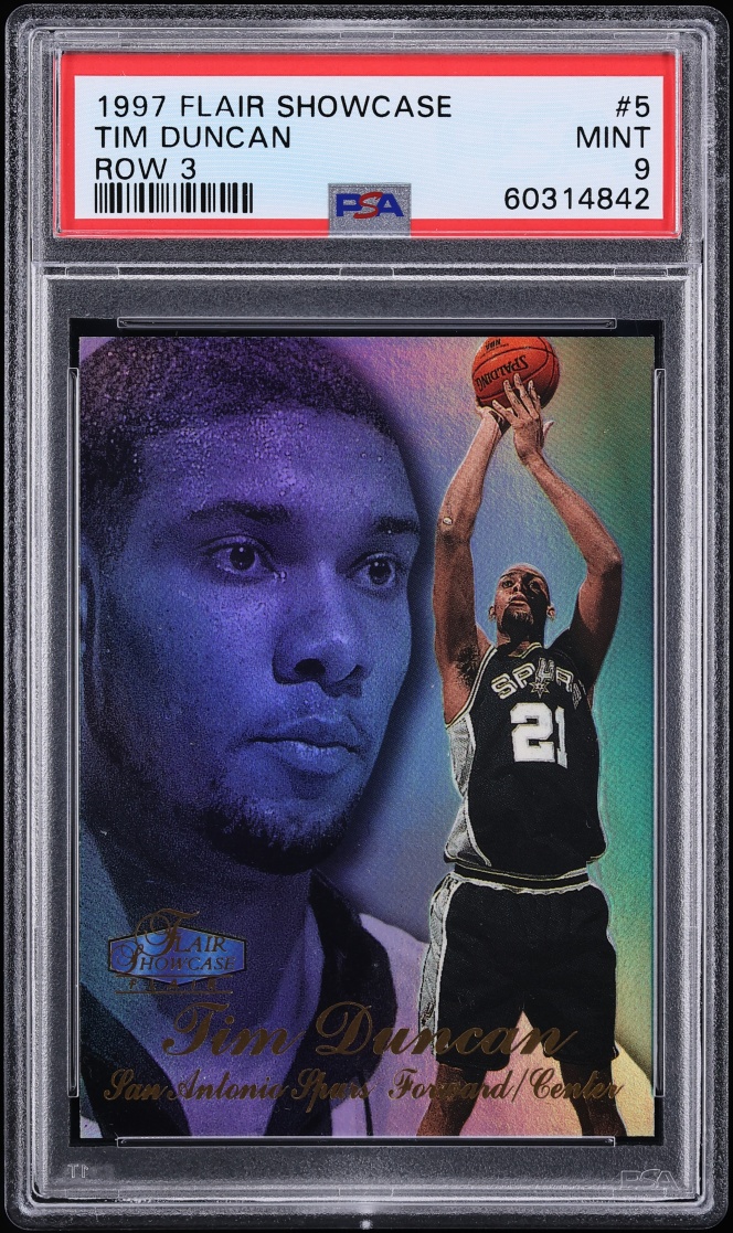 1997 Flair Showcase Row 3 Tim Duncan ROOKIE #5 PSA 9 MINT