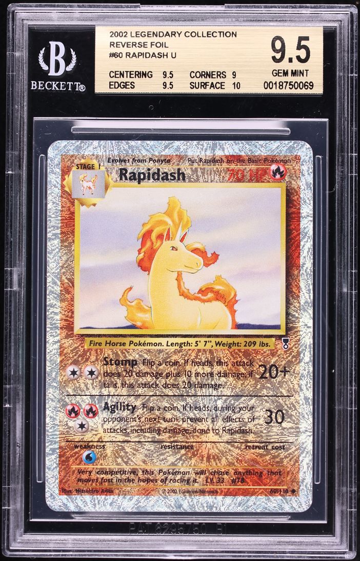 2002 Pokemon Legendary Collection Reverse Holo Rapidash #60 BGS 9.5 GEM MINT