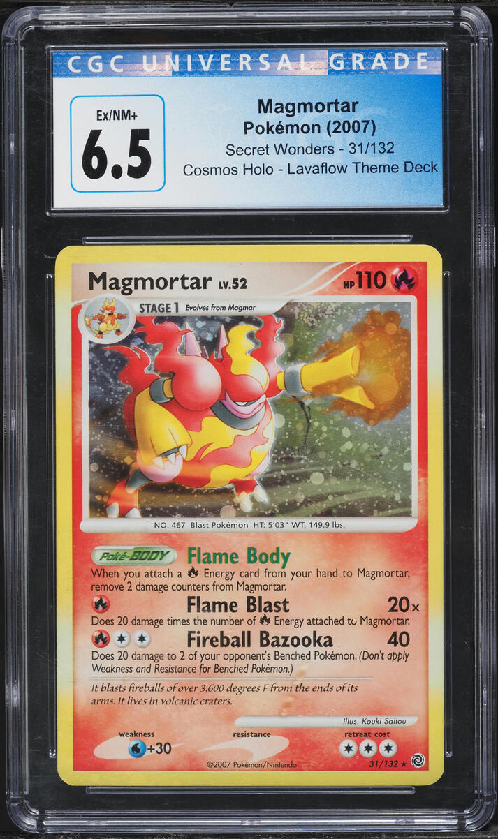 2007 Pokemon Diamond & Pearl Secret Wonders Lavaflow Deck Magmortar #31 CGC 6.5 EXMT+