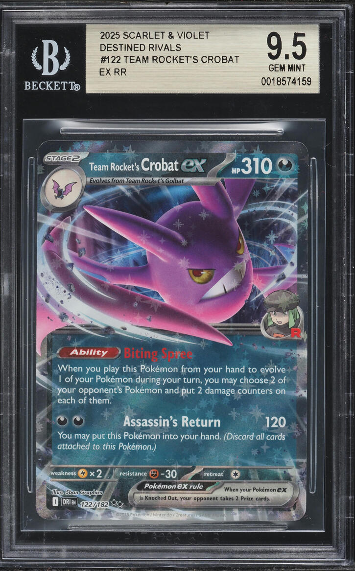 2025 Pokemon Scarlet & Violet Destined Rivals Team Rocket's Crobat Ex Rr #122 BGS 9.5 GEM