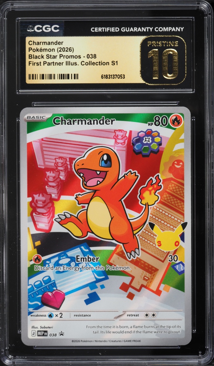 2026 Pokemon Mega Promo First Partner Illustration S1 Full Art Charmander #38 CGC 10 PRISTINE