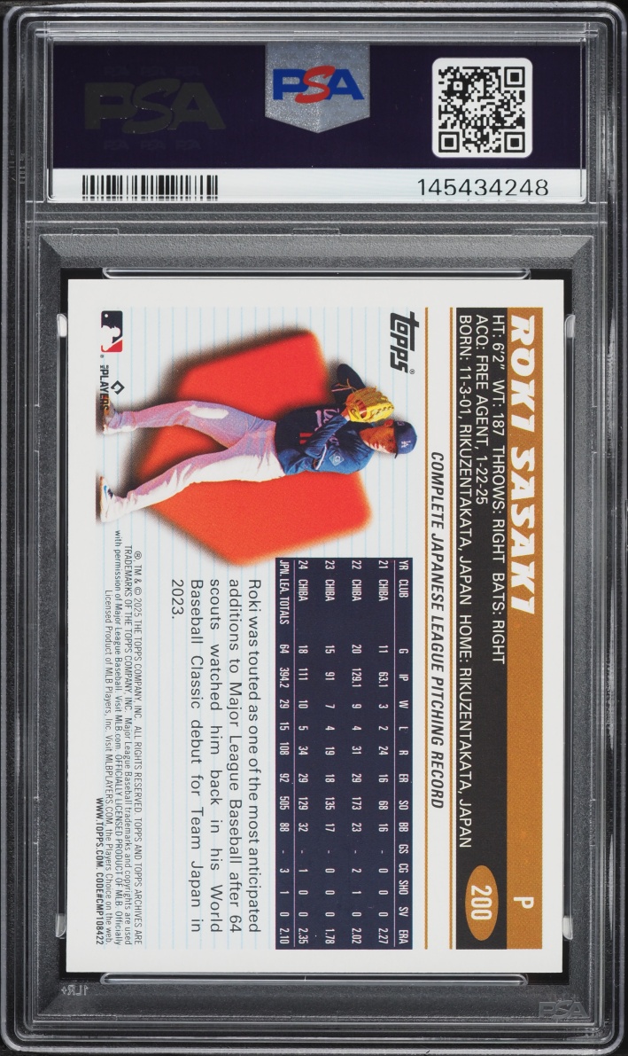 2025 Topps Archives Roki Sasaki ROOKIE #200 PSA 9 MINT