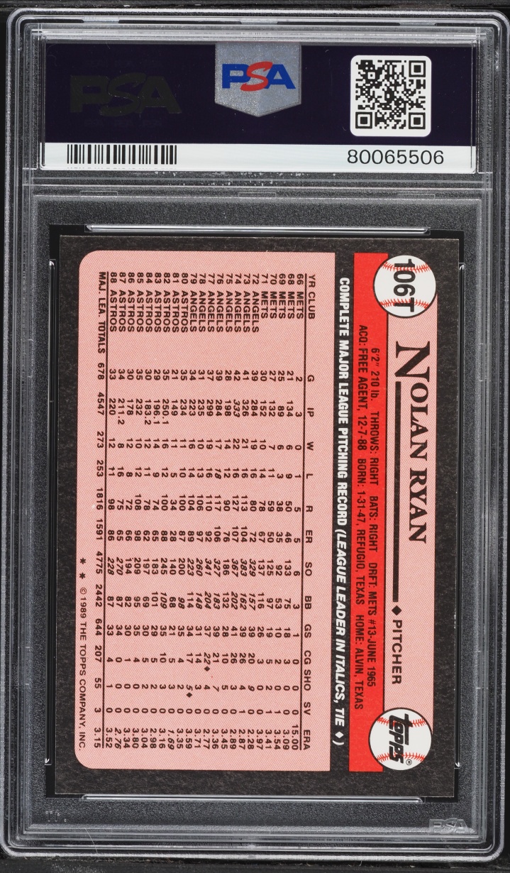 1989 Topps Traded Tiffany Nolan Ryan #106T PSA 5 EX